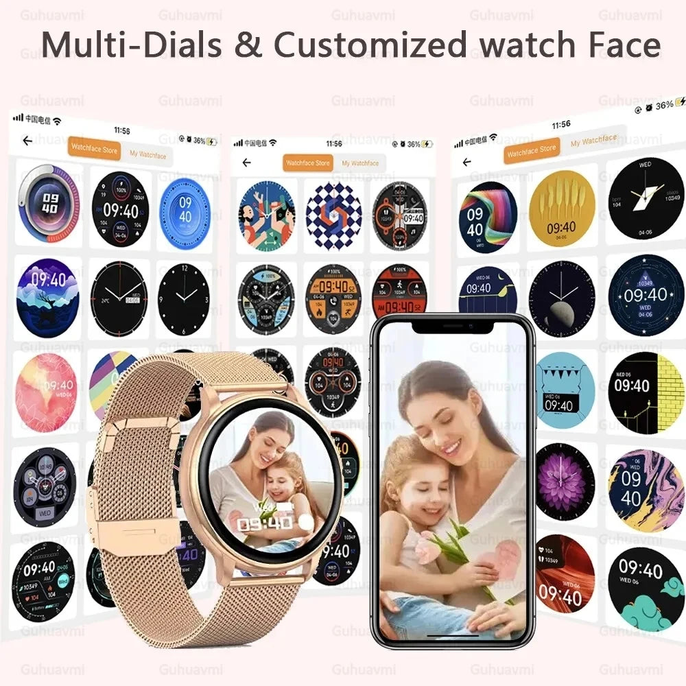 2024 New Ultra Thin Women Smart Watch 1.43" AMOLED 466*466 HD Pixel Display Always Show Time Call Reminder Smartwatch Ladies+Box