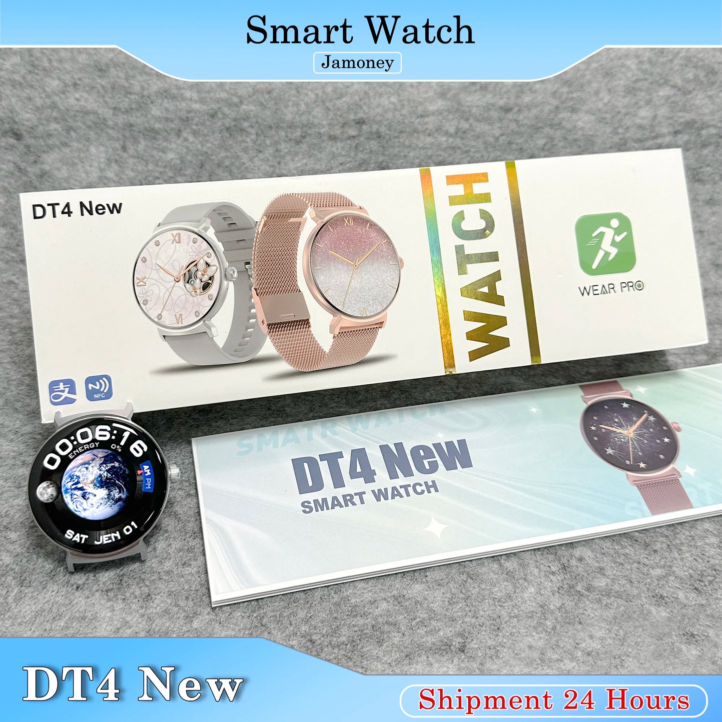 DT4 New Smart Watch for Women Bluetooth Call AMOLED Round Screen IP67 WearPro 3D Surround Vision 2024 New DT NO.1 Smartwatches