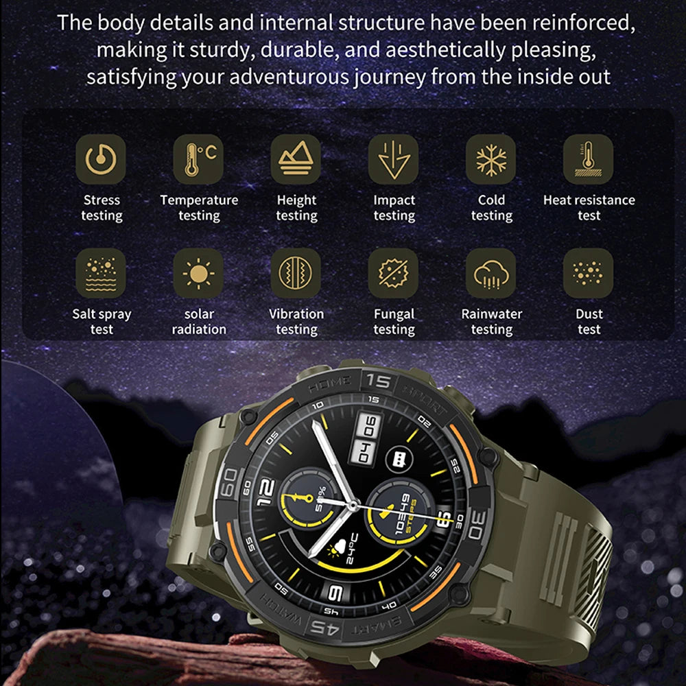 Rugged Military Smart Watch Men 360*360 HD Display Heart Rate GPS Sport Track Fitness Watches Bluetooth Call Smartwatch 2024 New