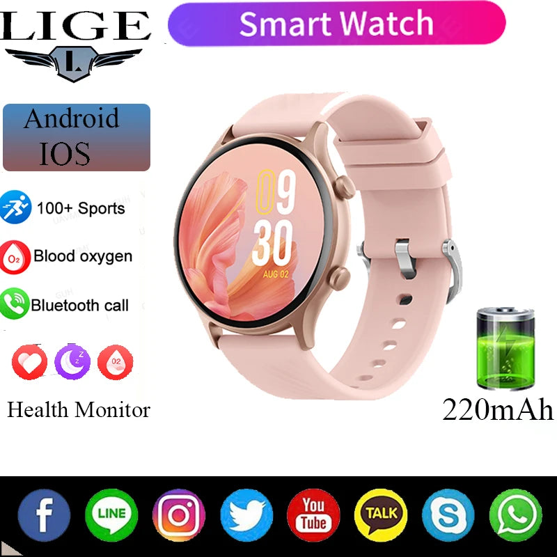 LIGE Fashion Smart Watch 2024 1.39-Inch Ultra-clear Screen 123 Sport Modes Bluetooth Call Sleep Monitor Smartwatch For Men Women