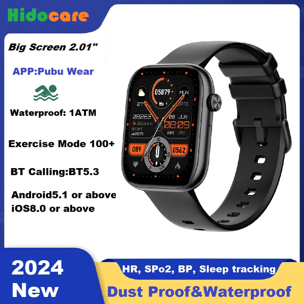 2.01" Smartwatches Bluetooth Calling Clock Waterproof Clock Digital Ladies Men New 2024 Smart Watch for Android and Apple S8