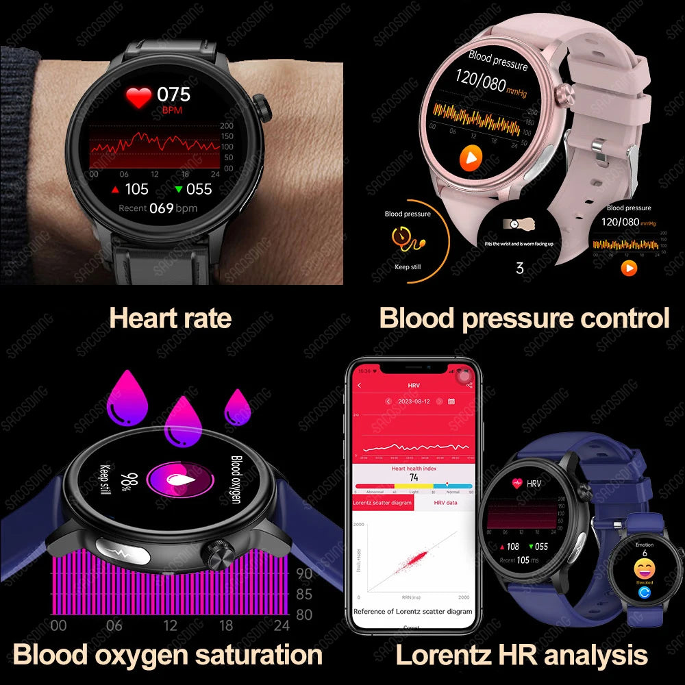 For Xiaomi Bluetooth Call Smartwatch for men women ECG+PPG+HRV Health Watch Blood Sugar Lipid Uric Acid Sport Smart Watches 2024