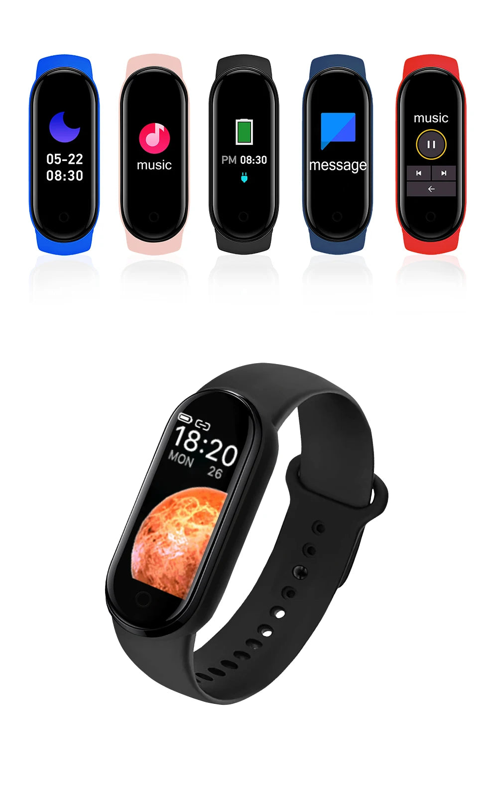 M7 Smart Watch Smartband Heart Rate Smartwatch Fitness Tracker Blood Pressure Sport Bracelet for Mi Band 7 Men Women