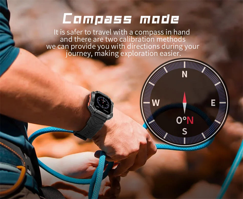 2024 New Military GPS Outdoor Sport Track Smart Watch Men 620mAh Ultra Long Standby Compass Bluetooth Call Waterproof Smartwatch