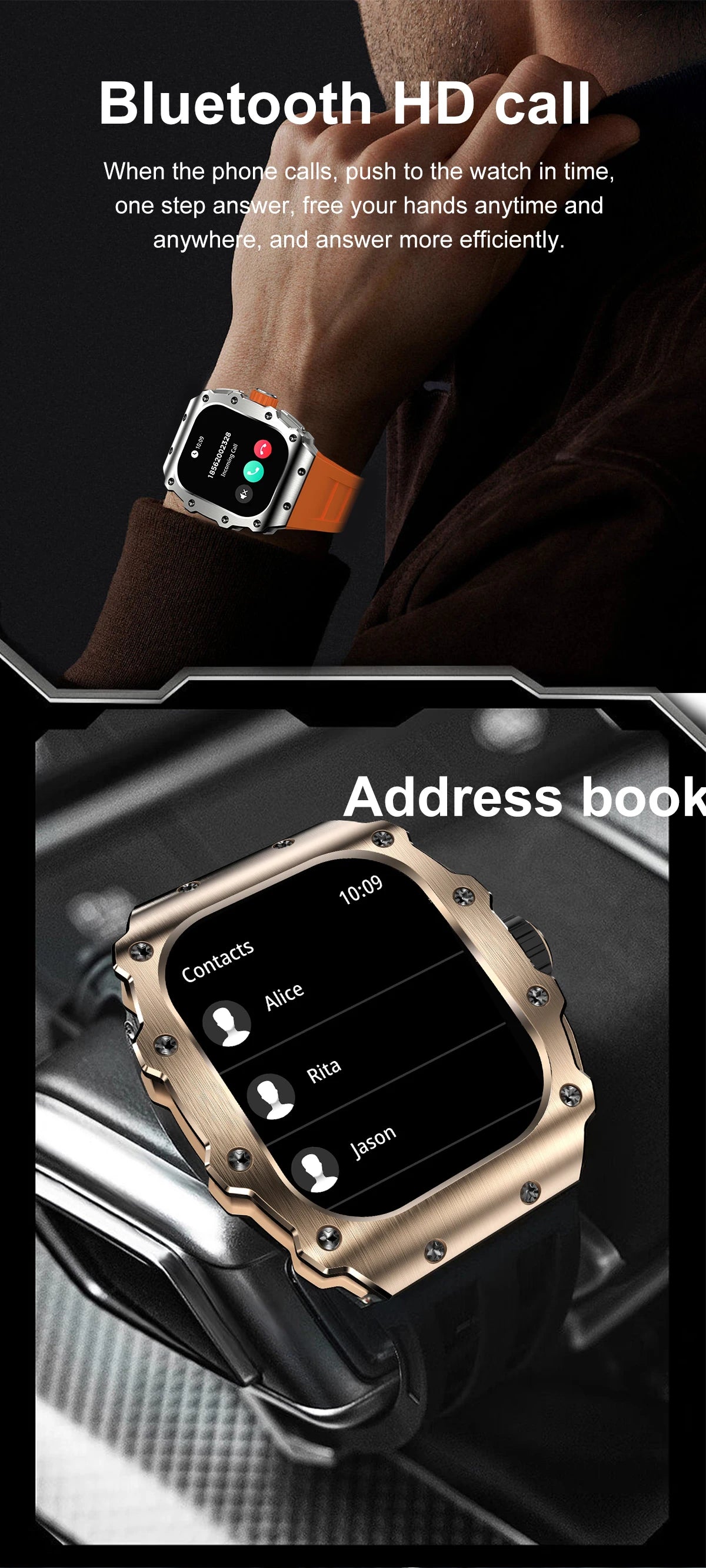 VWAR TANK M3 Pro Smart Watch Men AMOLED AOD Bluetooth Call Men's Sport Smartwatch IP68 Waterproof for Android IOS Business Clock