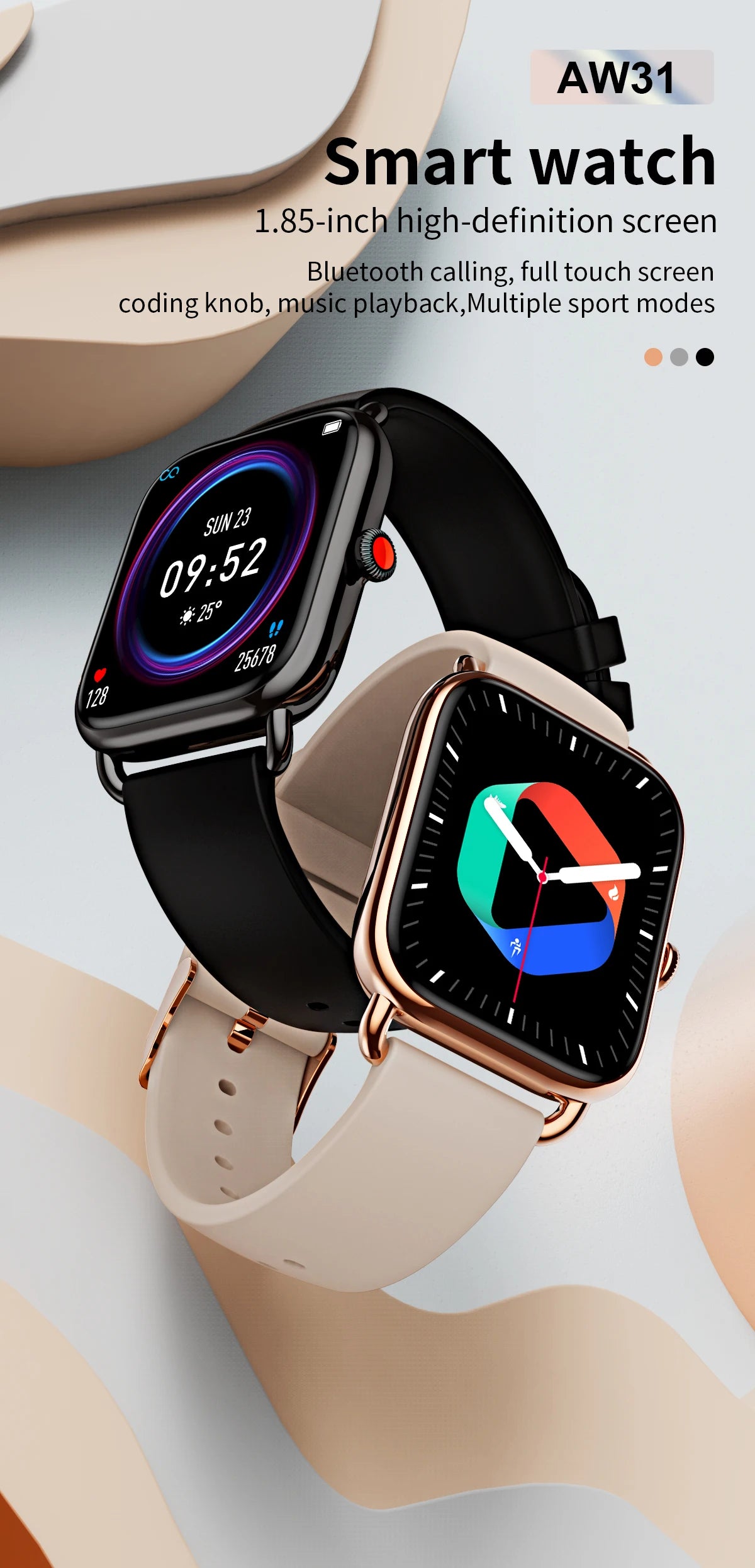 Smart Watch Women Smartwatch 2024 Original Replica Series 9 Aiweile AW31 Ladies Men for Huawei Xiaomi Fitness Bracelet Bluetooth