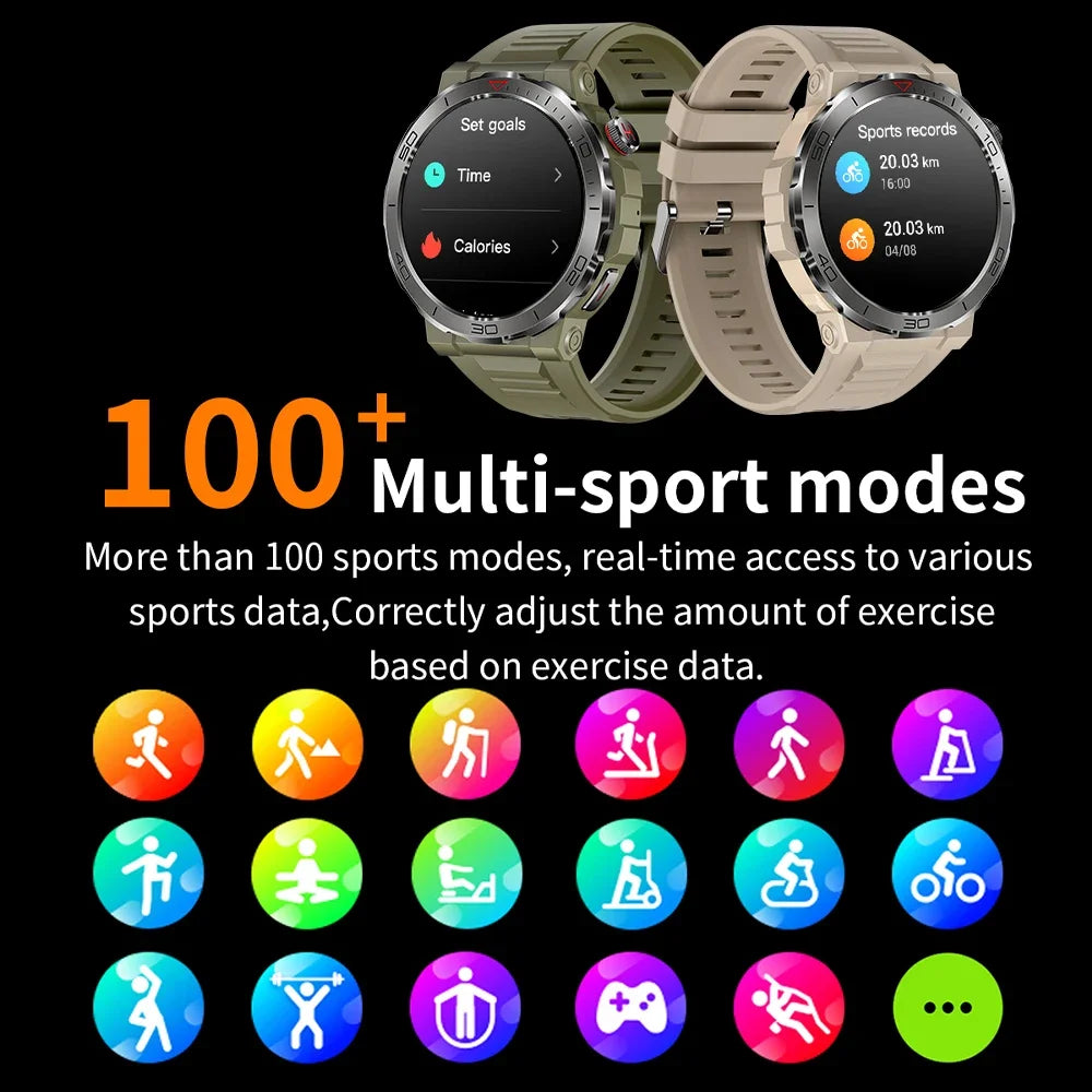 2024 New Rugged Military GPS Smart Watch Men AMOLED HD Screen Heart Rate Bluetooth Call Waterproof Outdoor smartwatch for Xiaomi