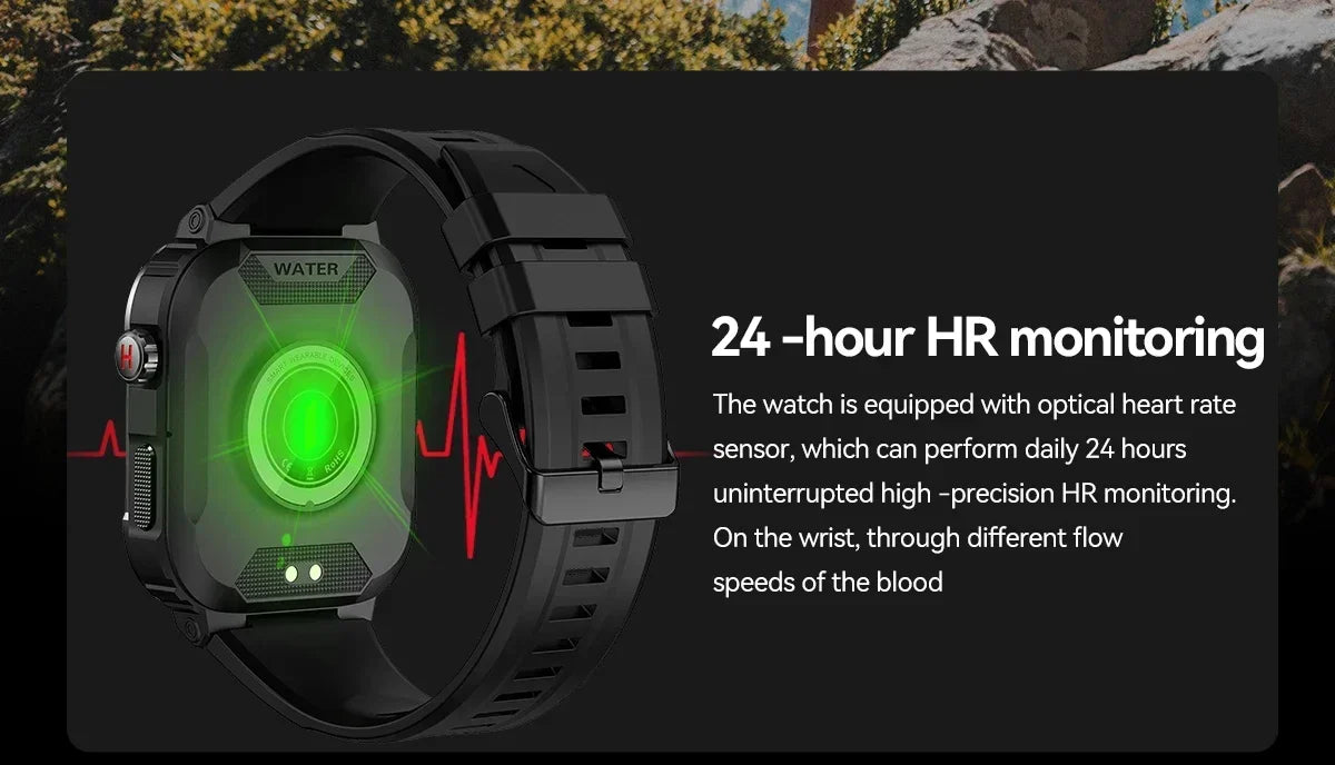 2024 Men Smart Watch Military Healthy Monitor Blood Pressure Smartwatches Bluetooth Call AI Voice Fitness Sports Smartwatch IOS