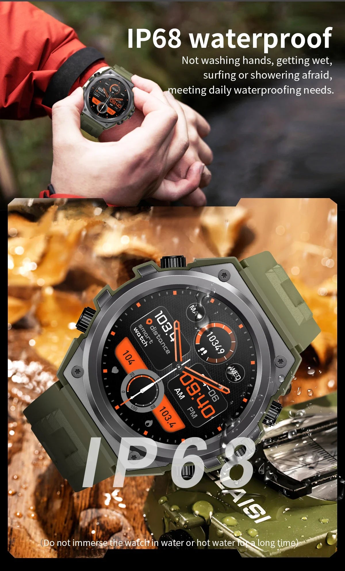 New 1.46" 360*360 HD Display 2024 Smart Watch Men Sport Bluetooth Call IP68 Waterproof Blood Pressure Fitness Tracker Smartwatch