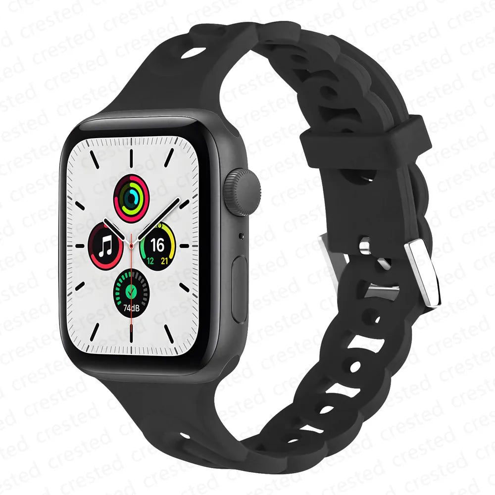 Silicone Strap for Apple watch band 40mm 44mm 45mm 41mm 49mm 42mm 38mm Accessories bracelet iWatch Series 9 8 7 SE 6 5 4 3 Ultra