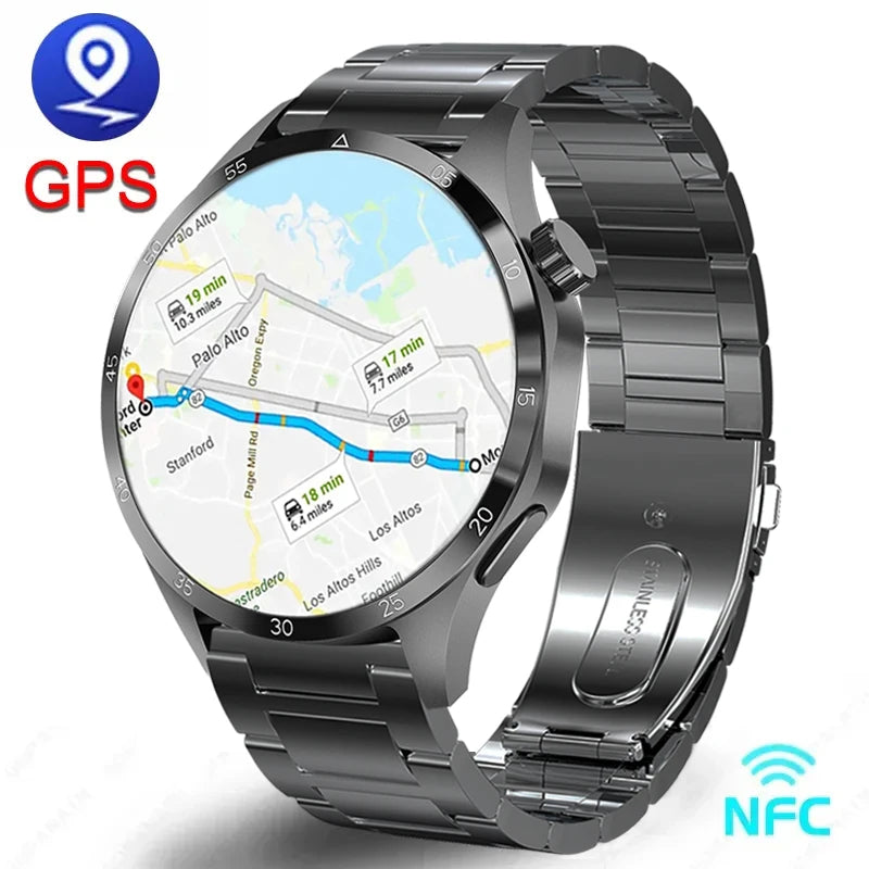 For Huawei Xiaomi GT4 Pro Smart Watch Men NFC GPS Tracker AMOLED 360*360 HD Screen Heart Rate Bluetooth Call SmartWatch 2024 New