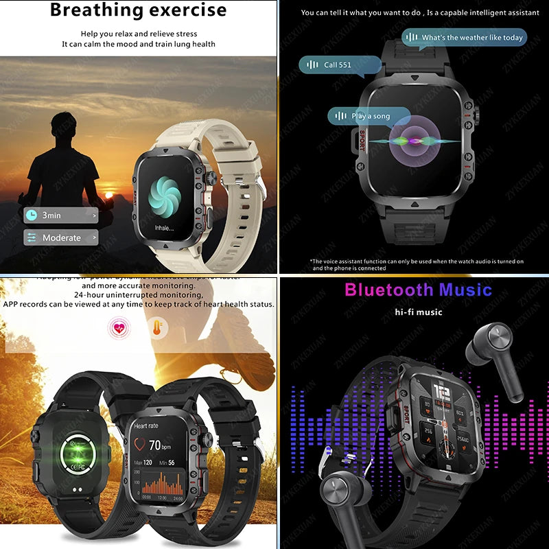 2024 For Xiaomi New Rugged Military GPS Smart Watch Men Bluetooth Call Health Monitoring AI Voice Sports Waterproof Smartwatches