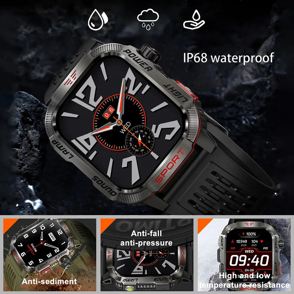 2024 New Outdoor Smartwatch Men Sports Fitness Tracker 2.01-inch IPS IP68 Waterproof Compass Bluetooth Call 600Mah Smartwatch