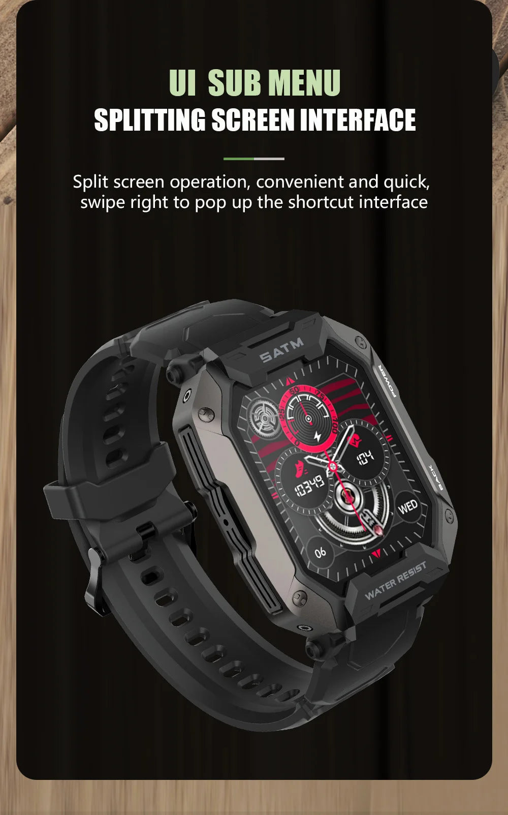 Rugged Military Outdoor Smart Watch Men 2024 for Android Xiaomi Ios Sports Waterproof Watches Fitness Clock Call Smartwatch C20