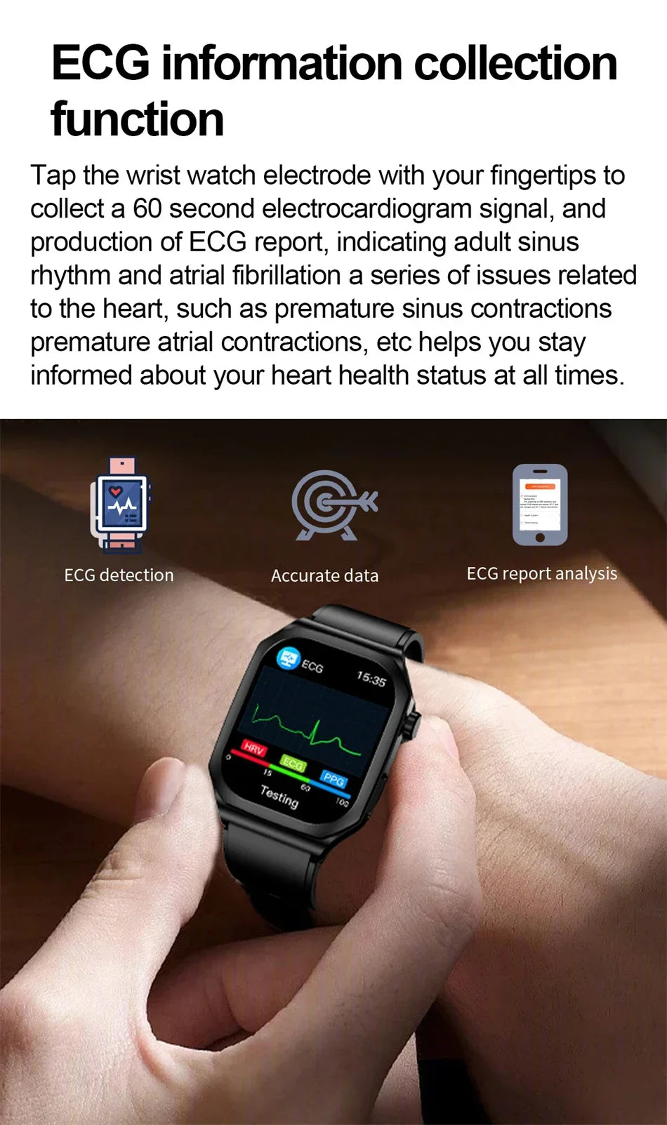 2024 Blood Glucose Uric Acid Blood Lipid Smart Watch AI Diagnostics ECG+PPG Smartwatch Men AMOLED HD Screen Clock Bluetooth Call