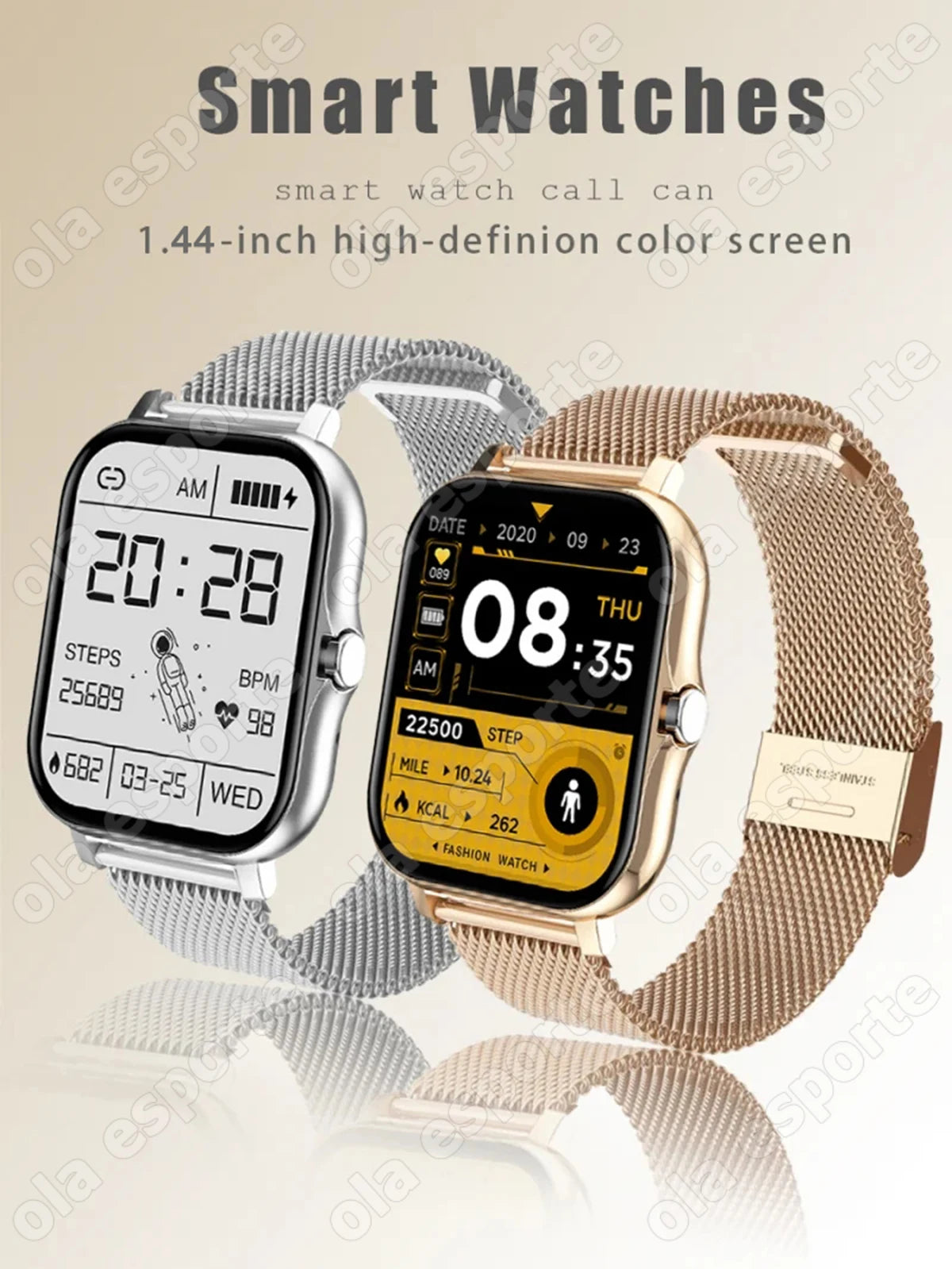 2024 New Smart Watch Android Phone 1.44'' Inch Color Screen Bluetooth Call Blood Oxygen/Pressure Monitoring SmartWatch Women Men