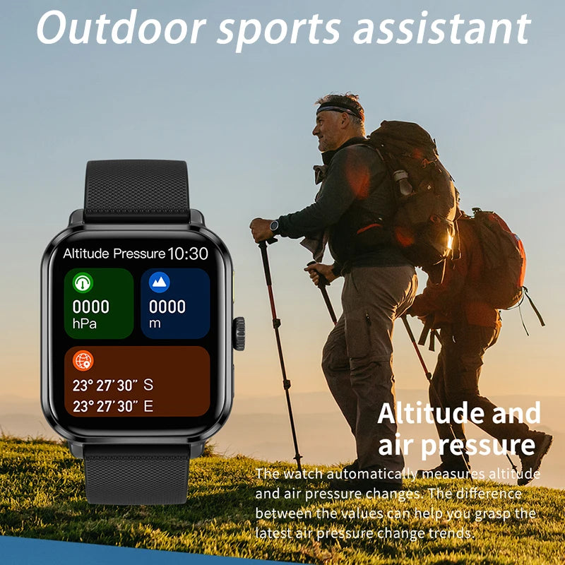 GPS Sport Tracker For Android AMOLED Smart Watch Men Blood Sugar Bluetooth Call IP68 Waterproof Women Smartwatch Clock 2024 New