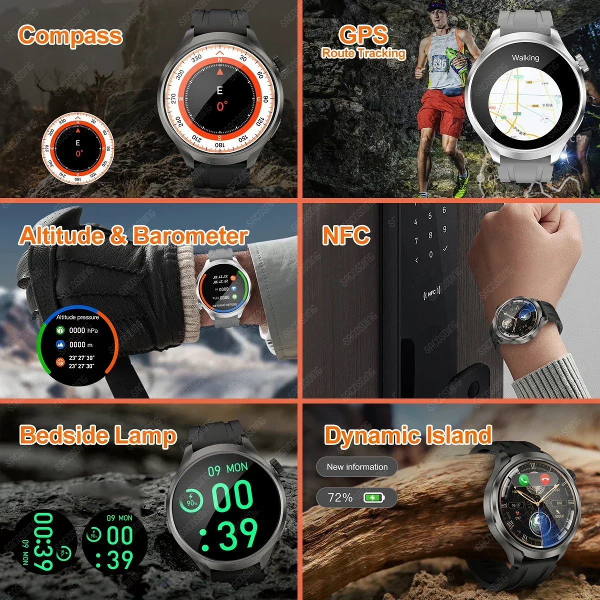 For HUAWEI GT4 Pro GPS SmartWatch Men AMOLED Screen Heart rate Bluetooth Call IP68 Waterproof Man NFC Smartwatches 2024 New