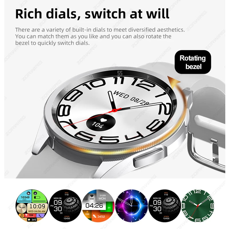 JS Watch 6 Max Classic AMOLED Smart Watch Men Rotating Bezel Compass Bluetooth Calls Heart Rate Blood Pressure Smartwatch 2024