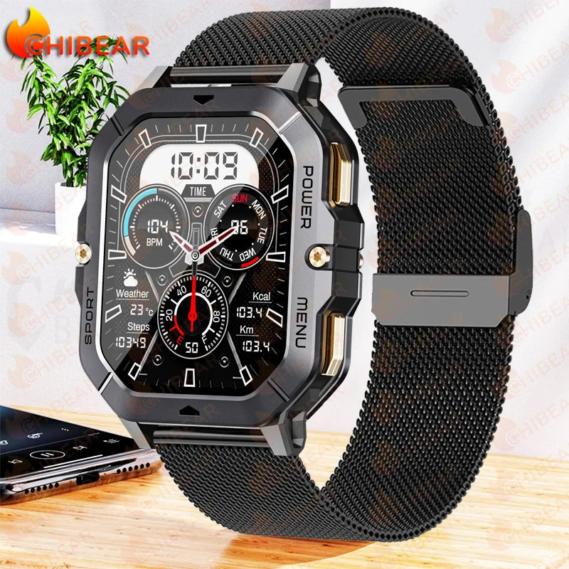 2.02 Inch Military Outdoor Smart Watch Men 400 mAh Large Battery GPS Sports Track Fitness Watch 2024 Bluetooth Call Smartwatch