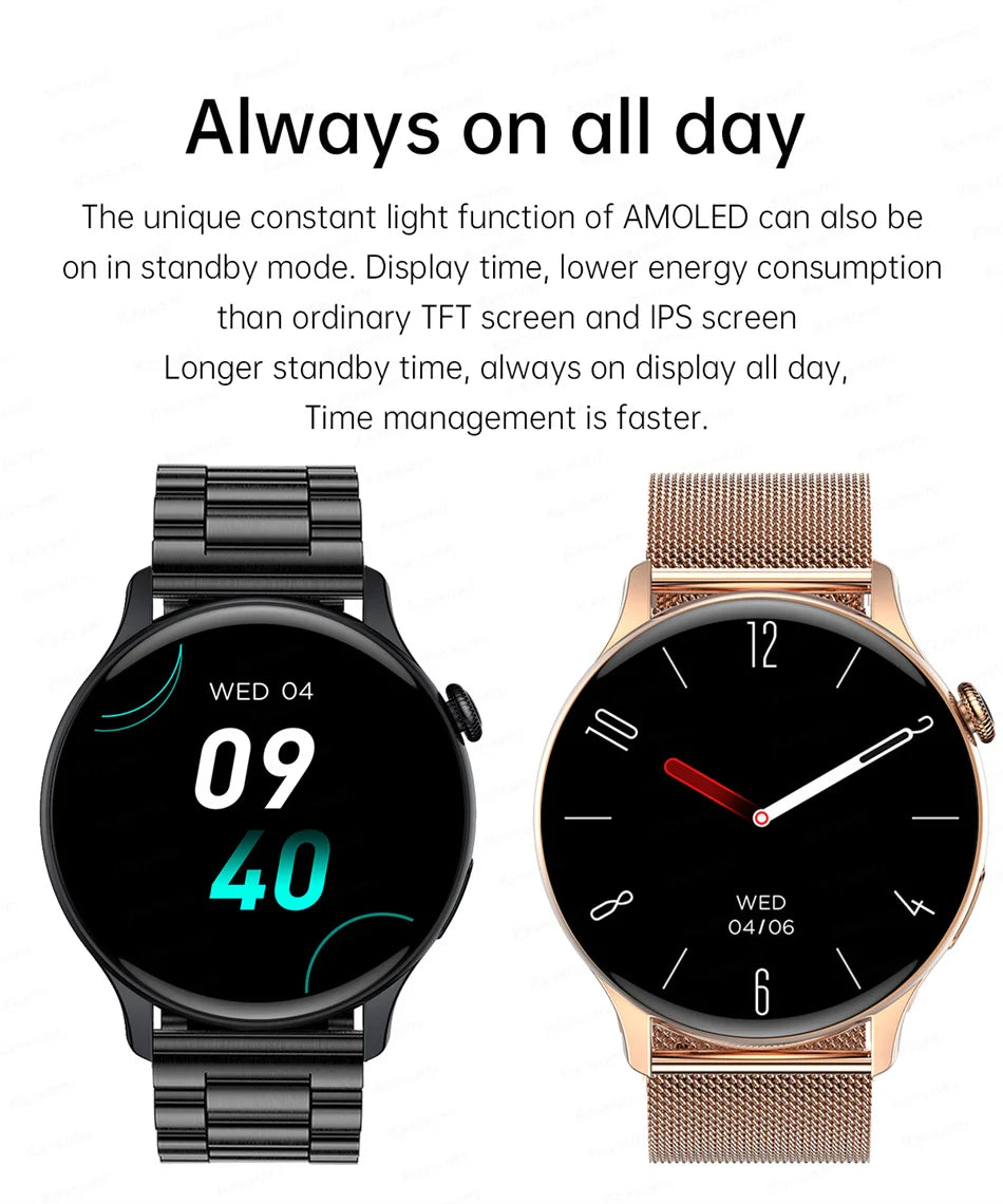 2024 Smartwatch Women 466*466 AMOLED 1.43" HD Screen Always Display Time Bluetooth Call IP68 Waterproof Sports Smart Watch Men