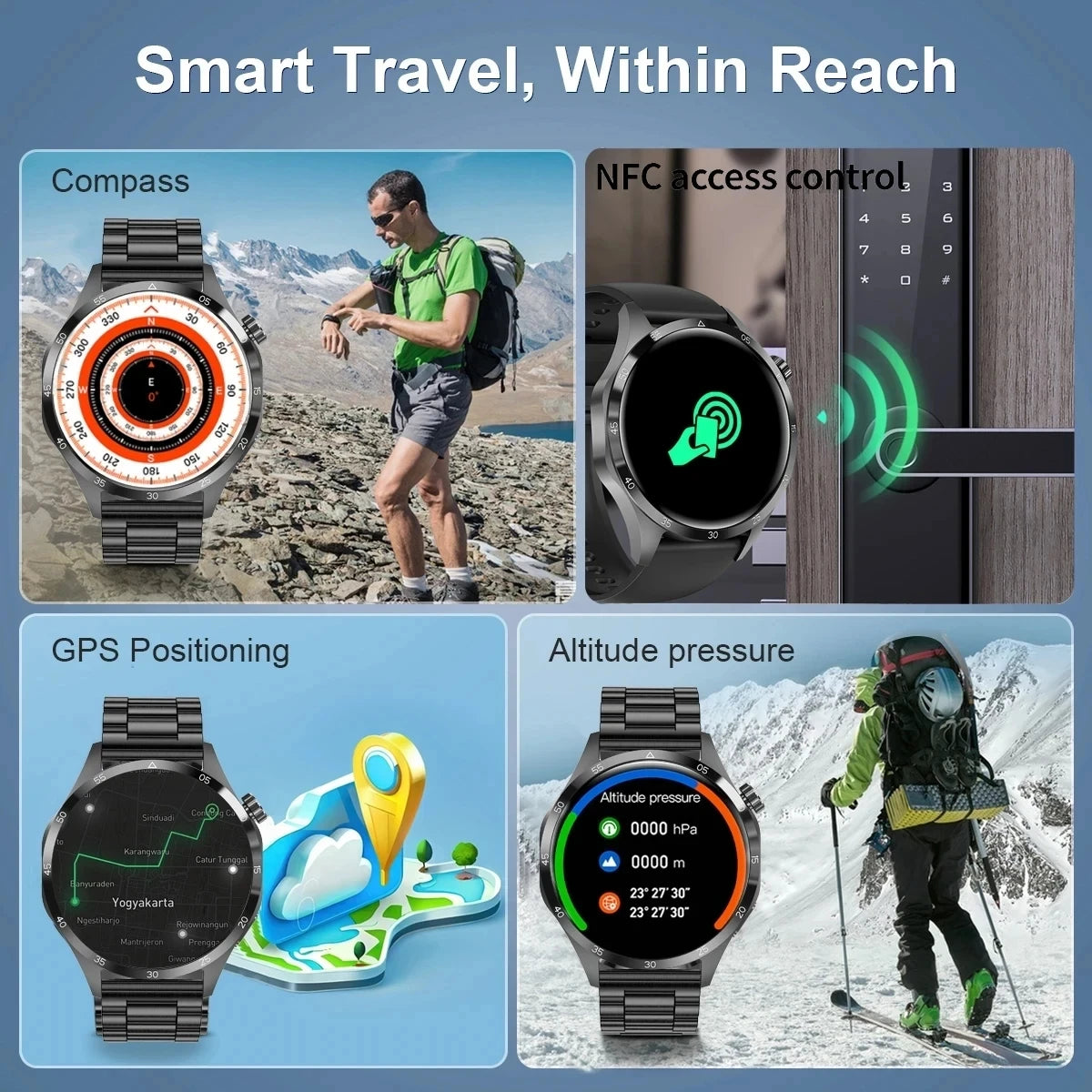 2024 Smart Watch Men GT4 PLUS NFC Bluetooth Call GPS Sport Waterproof Heart rate Blood Pressure Sport Smartwatch For Android ios