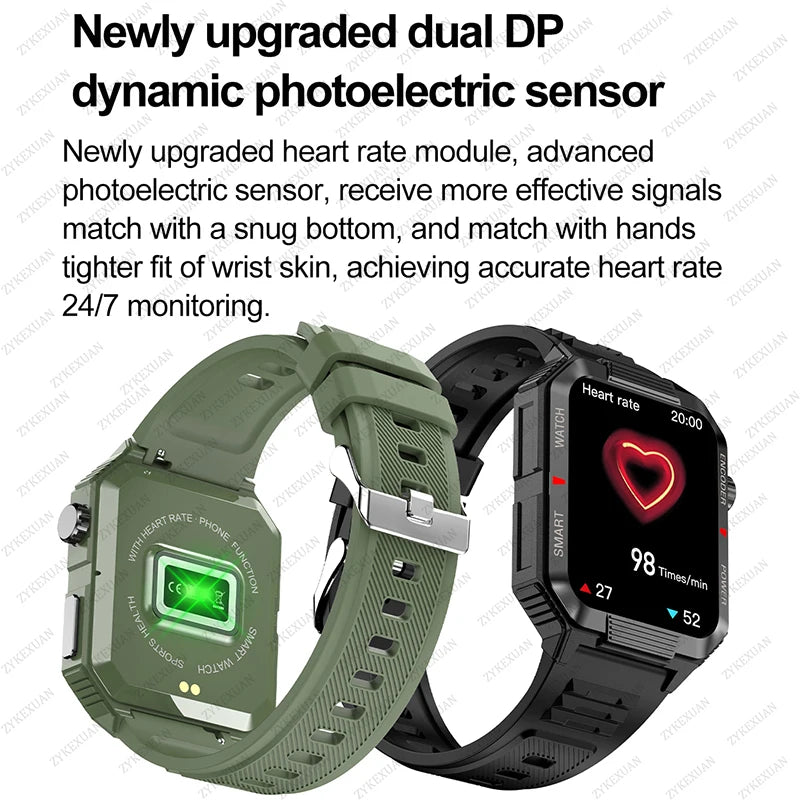 2024 New Rugged Military NFC Smart Watch Men AMOLED HD Screen Heart Rate Bluetooth Call Waterproof Outdoor SmartWatch For Xiaomi