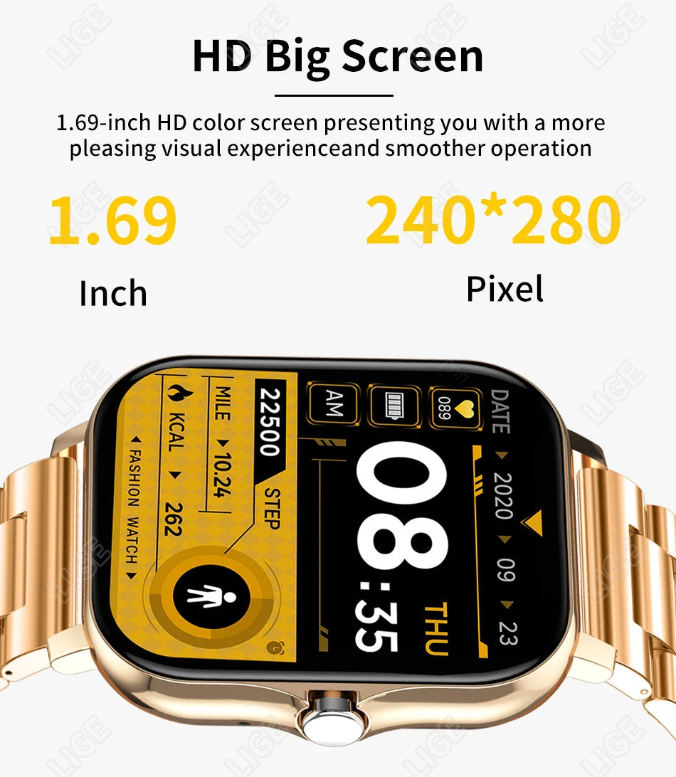 LIGE 2024 Smart Watch Women Bluetooth Call Voice Assistant Sports Fitness Bracelet Waterproof Smartwatch Men For Android IOS