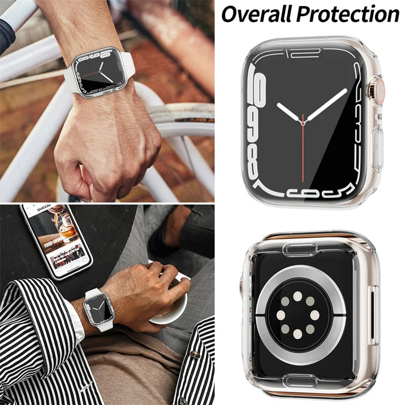 Screen Protector For Apple Watch Case 45mm 41mm 44MM 40MM 42mm 38MM Full TPU bumper Cover accessories iwatch series 9 8 7 SE 6 3