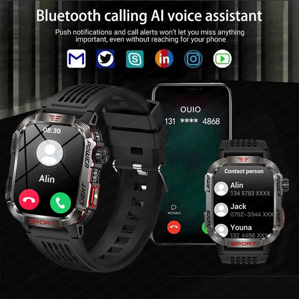 2024 New For Xiaomi Outdoor Smart Watch Men Rugged Military Bluetooth Call Heart Rate Fitness Tracker IP68 Waterproof Smartwatch