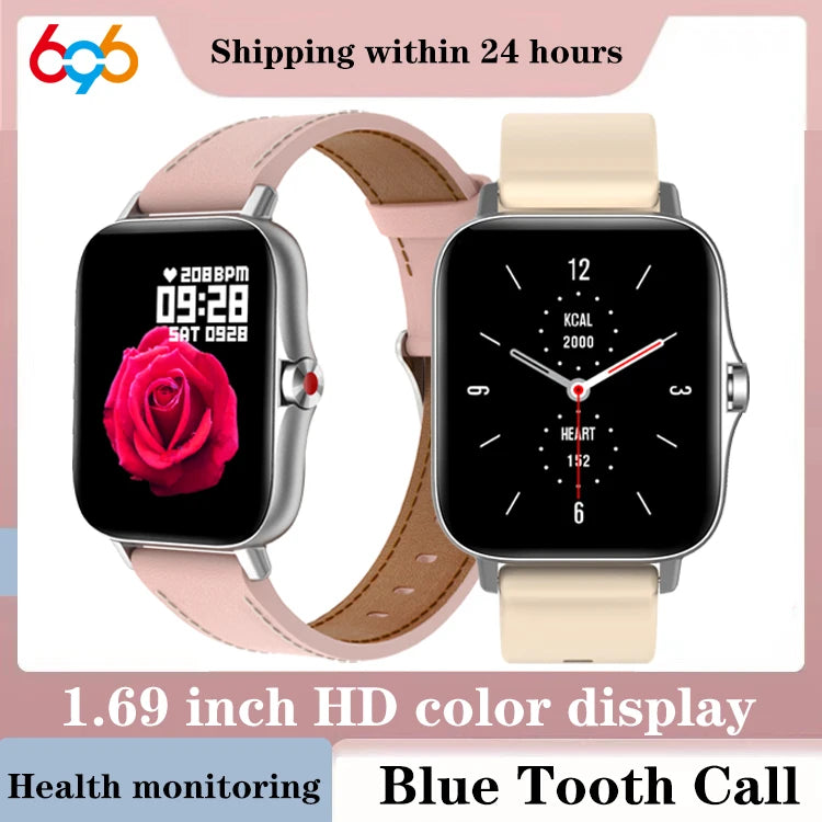 2024 New Men 1.69 Inch Blue Tooth Call Smartwatch Heartrate Blood Oxygen Testing Music Playing Waterproof Women Sport Smartwatch