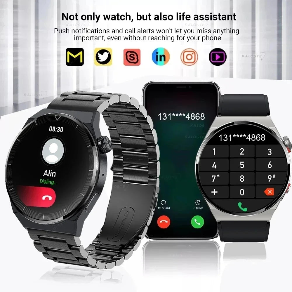 For Huawei Xiaomi NFC Smart Watch Men GT3 Pro AMOLED 390*390 HD Screen Heart Rate Bluetooth Call IP68 Waterproof SmartWatch 2024