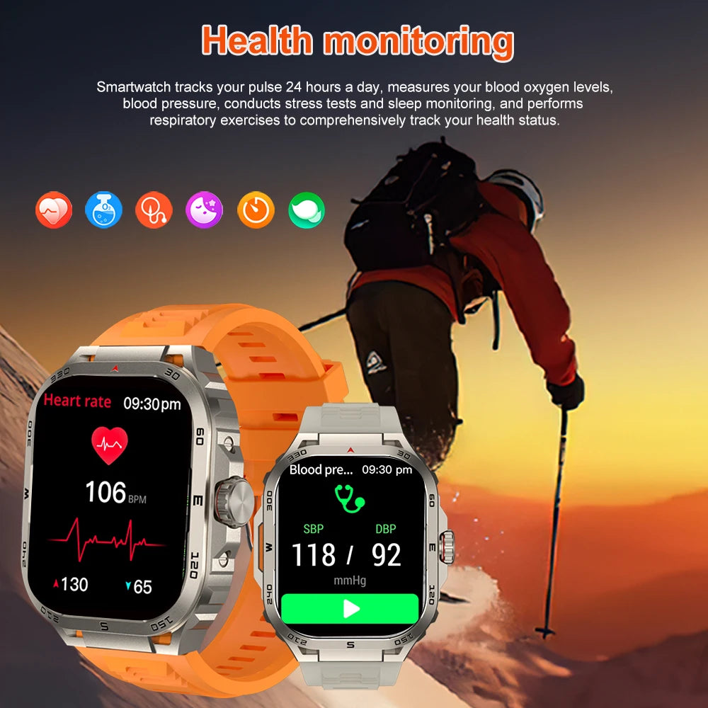 2024 New Outdoor Sports Fitness Tracker For Men Heart Rate Health SmartWatche Compass Bluetooth Call Music Waterproof For HUAWEI