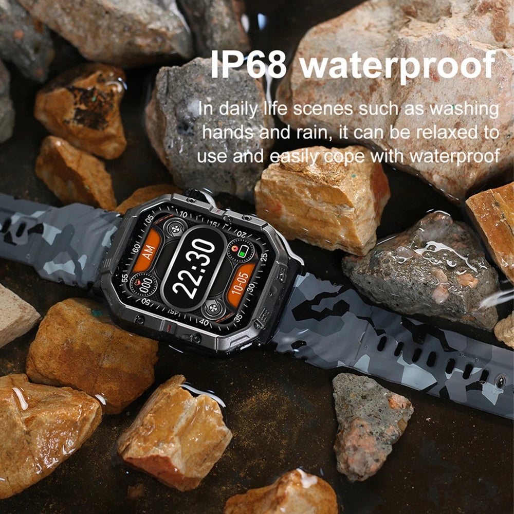 New Outdoors Sports Men 2.02" Blue Tooth Call Smart Watch Heart Rate IP68 Waterproof Watches Compass Music 2024 Games Smartwatch