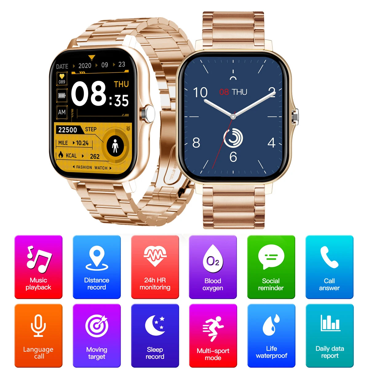 Square Smart Watch Women Men Smartwatch Touch Dial Call Music Smartclock For Android IOS Fitness Tracker Sport Smart-watch