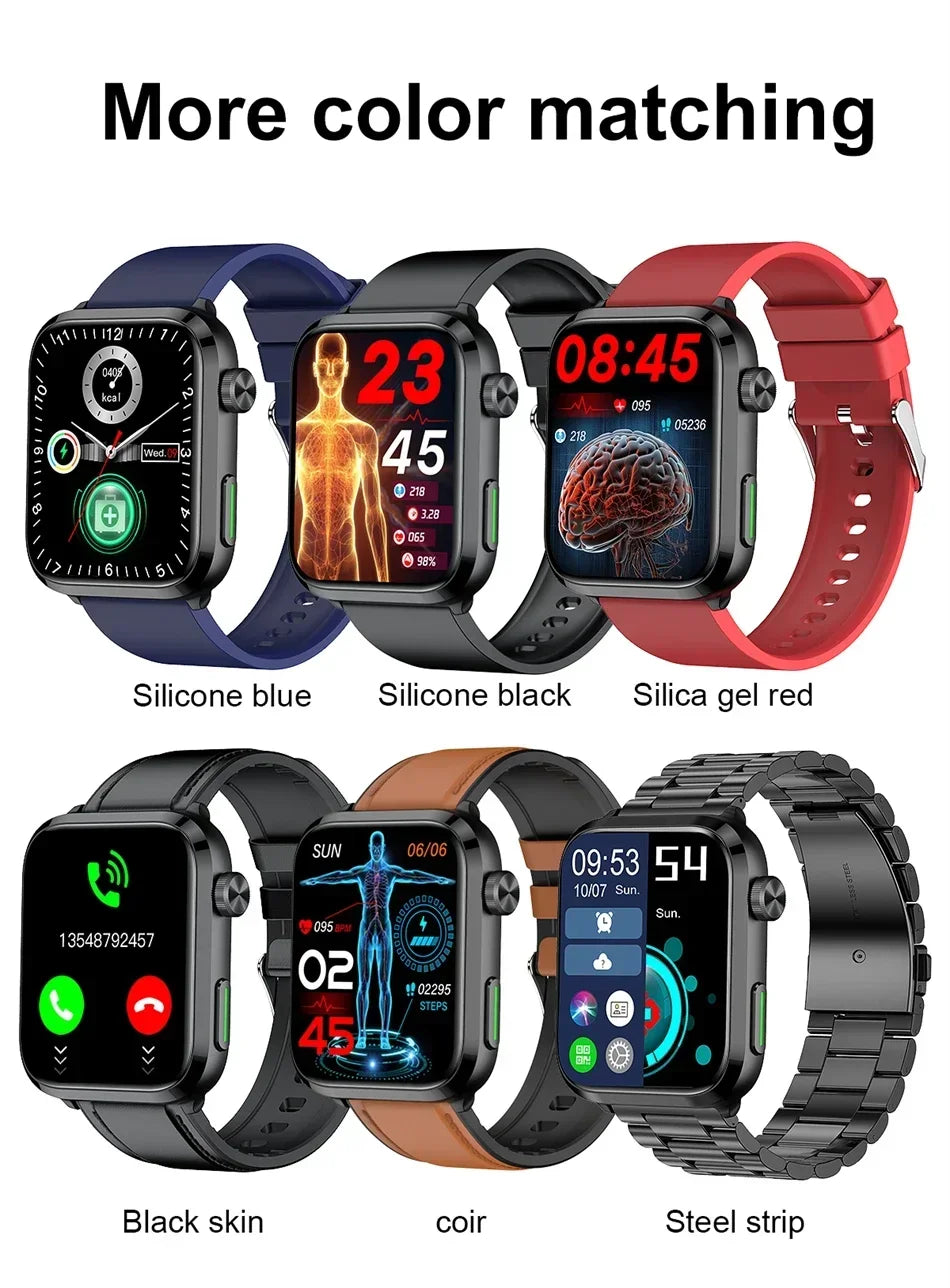 2024 New Laser Therapy Uric Acid Non invasive Blood Glucose Smart Watch Men Bluetooth Call Blood Lipid Blood Oxygen Smartwatch