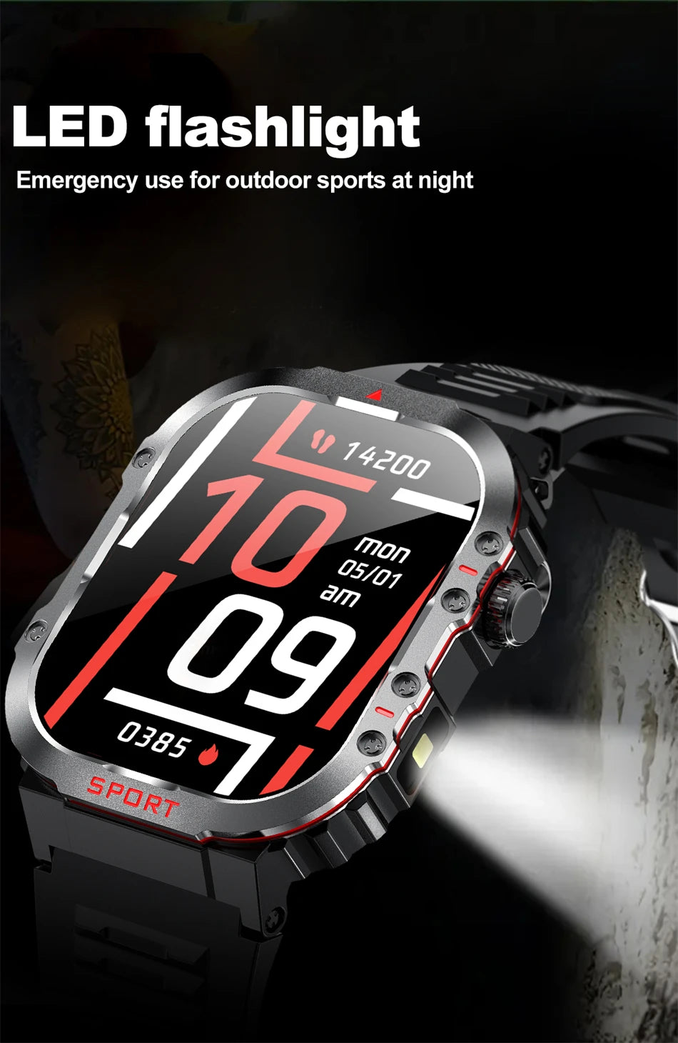 2024 Military Smart Watch Men 2.01 Inch HD Screen Waterproof Health Monitor Outdoor Sport Ai Voice Bluetooth Call Smartwatch