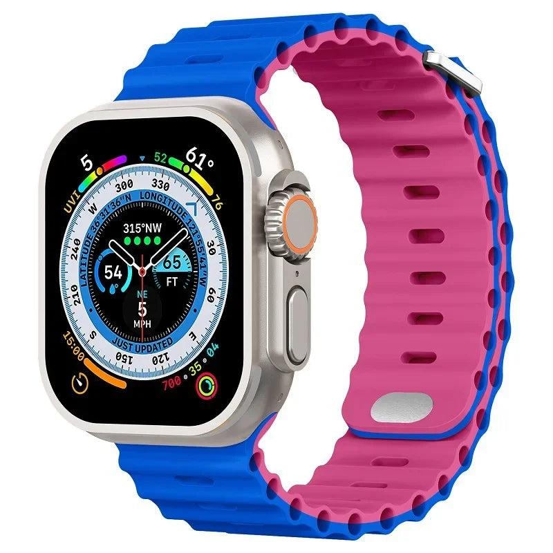 Ocean Silicone Band for Apple Watch Ultra 2 49mm 45mm 41mm 42mm 40mm Sport Bracelet iWatch Series Ultra 9 8 7 6 4 SE2 44mm Strap