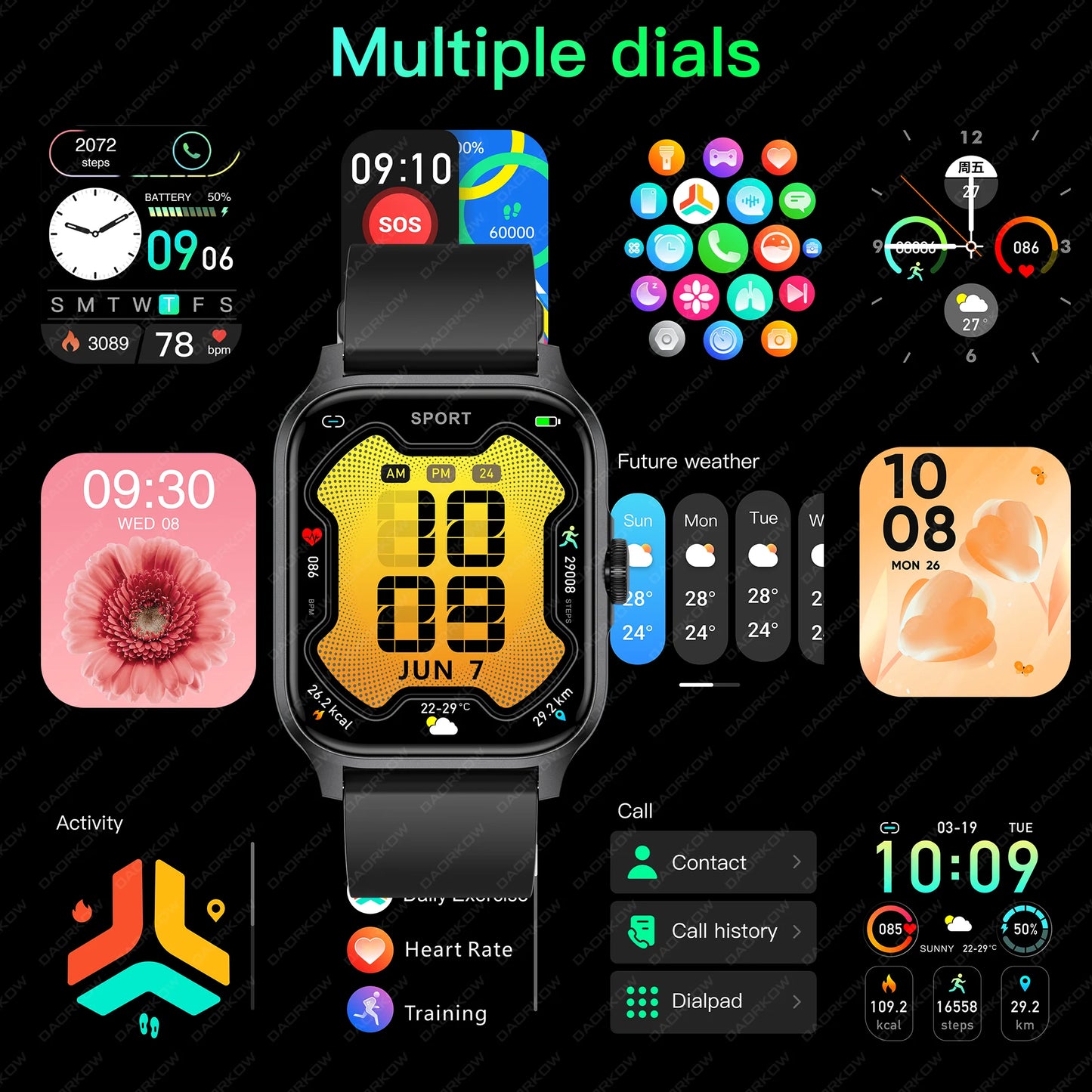 2024 New Bluetooth Call Smart Watch Women Voice Assistant Sports Fitness Bracelet Waterproof Lday Smartwatch Men For Android Ios