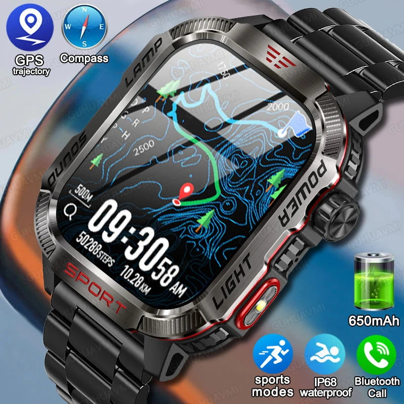 2024 For Xiaomi New Rugged Military GPS Smart Watch Men Bluetooth Call AI Voice 600mAh Battery Sports 5ATM Waterproof Smartwatch