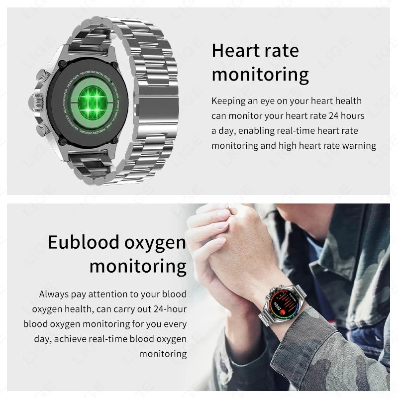 2024 New Outdoor Sports GPS Smart Watch Men Bluetooth Call Smartwatch NFC Health Monitoring Compass IP68 Waterproof Watches Men