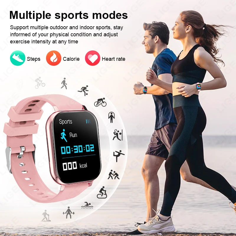 LIGE Fashion Smart Watch 2024 Women 1.44” HD Screen Custom Dial Lady Health Monitor Watch Bluetooth Call Sports Smartwatches+Box