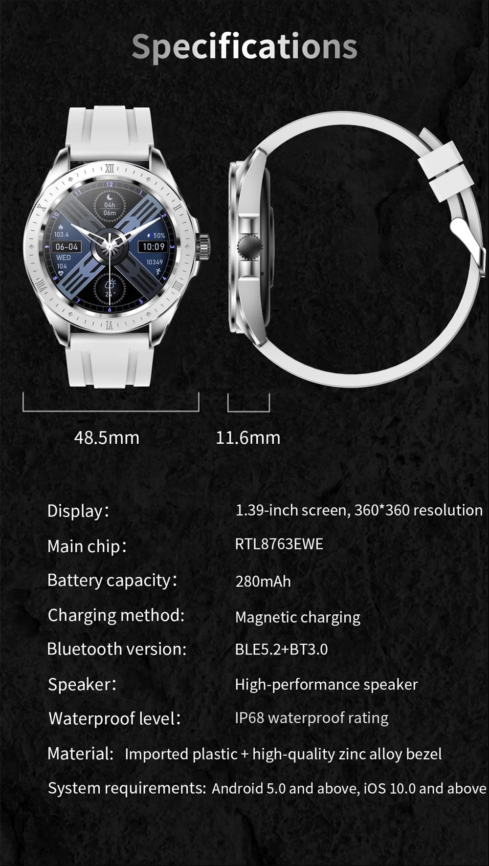 New Double Strap Blue Tooth Call Men Smart Watch Sound Recording Heart Rate IP68 Waterproof Health monitoring 2024 Smartwatch