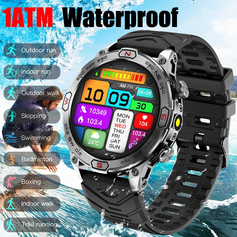 2024 NEW For Xiaomi Outdoor Military Smart Watch Men Compass GPS Track AMOLED HD Screen Bluetooth Call sports Fitness Smartwatch