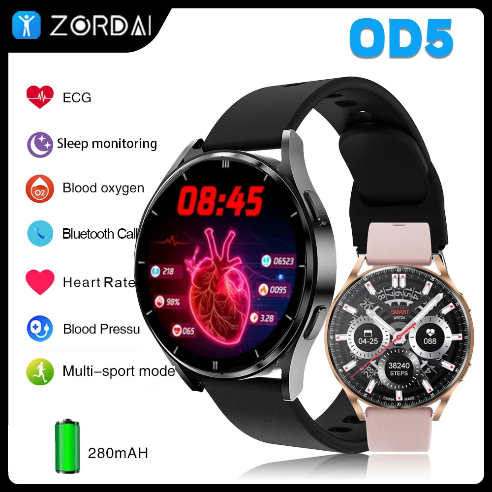 Zordai OD5 Smart Watch 2024 NEW For Galaxy Watch 6 Bluetooth Call HD Screen NFC IP68 Waterproof Sport Fitness Smartwatch for Men