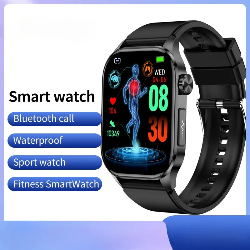 2024 New Smart Watch 2.04" AMOLED Clock ECG Uric Acid Blood Lipid Pressure Oxygen Wristwatch Men Women Bluetooth Call Smartwatch