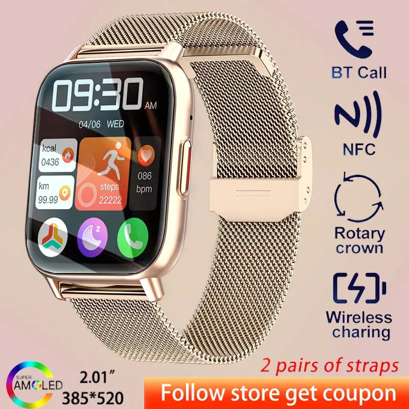 2024 New Women Men Smartwatch HD Bluetooth Call Heart rate Sports Track Ai Voice assistant IP67 Waterproof Smartwatch For Xiaomi