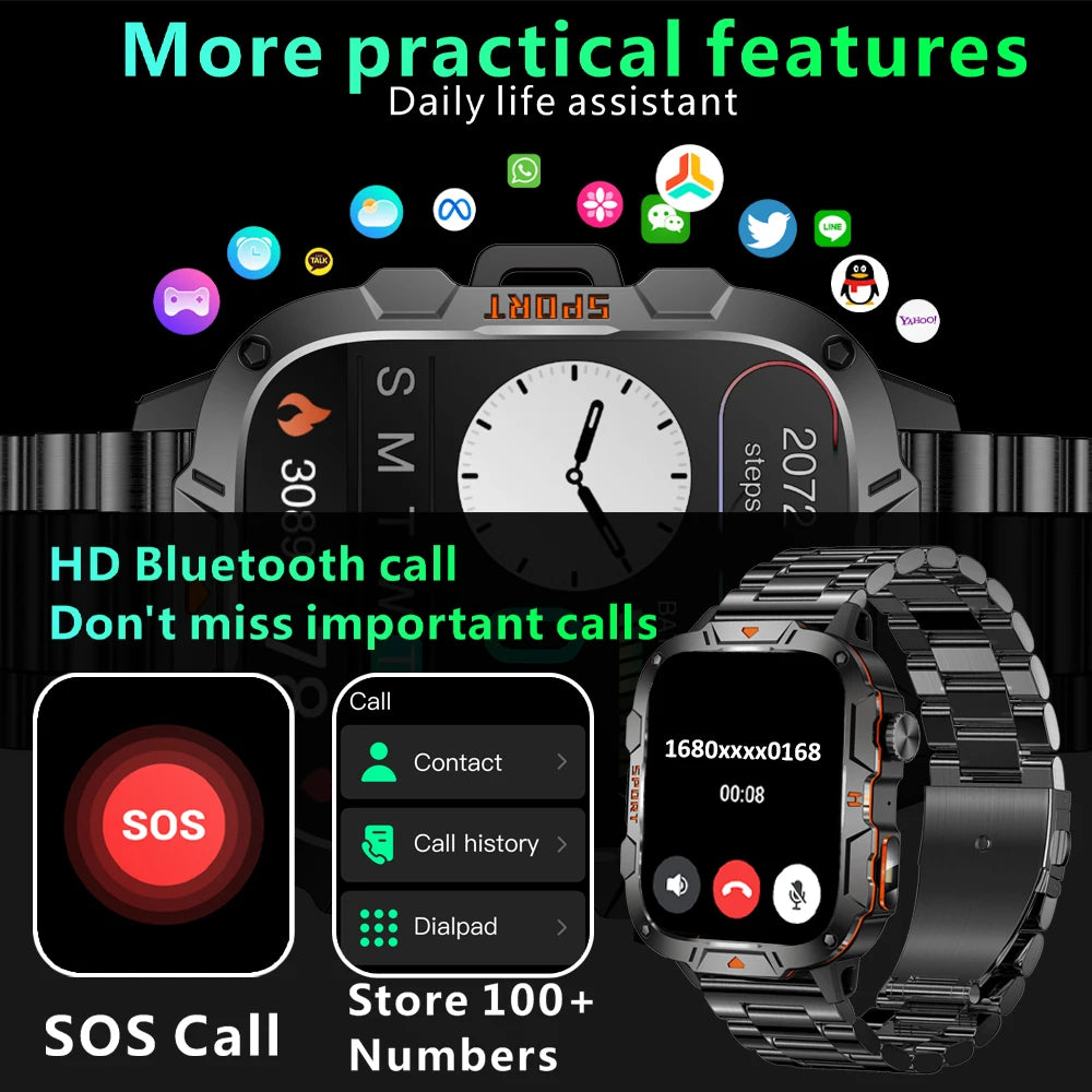 New Full Touch Smart Watch Men For Android Xiaomi Blood Pressure Oxygen Fitness Watch Waterproof LED Flashlight SmartWatch 2024