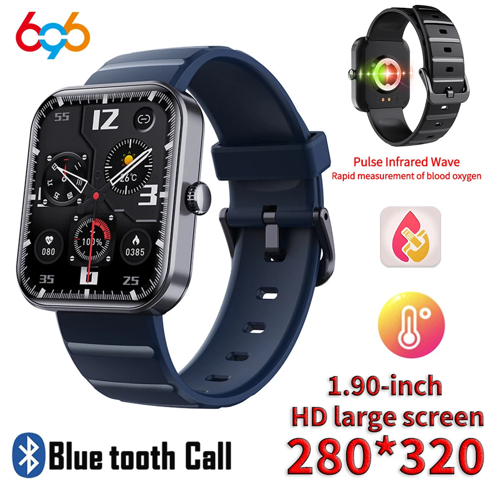 2024 New 1.9" Men Women Blood Glucose Heartrate BLood Oxygen Temperature Monitor Health Smart Watch Sports Waterproof Smartwatch