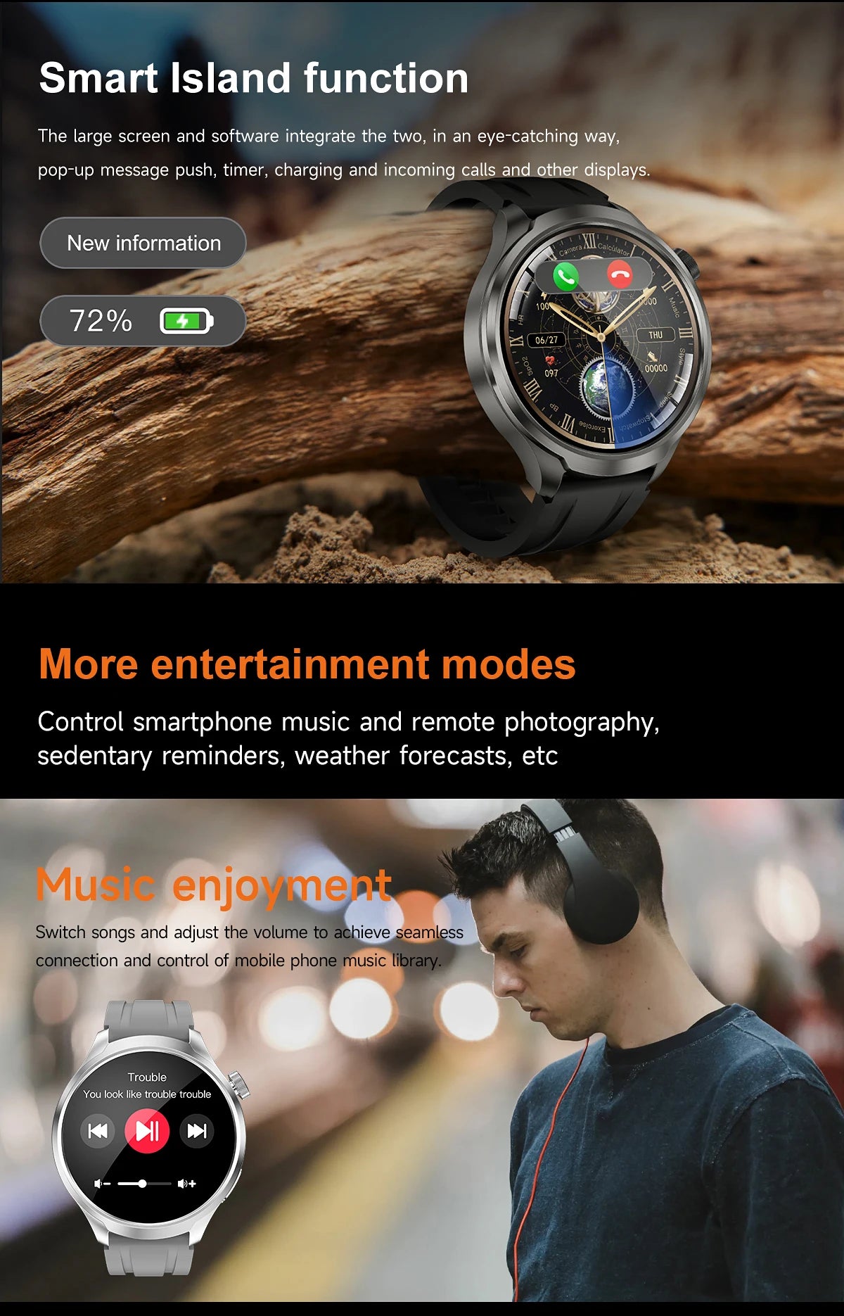 2024 New For HUAWEI Outdoor Sports Smart Watch 1.85'' HD Screen Men GPS Compass Altimeter Waterproof Bluetooth Call SmartWatches